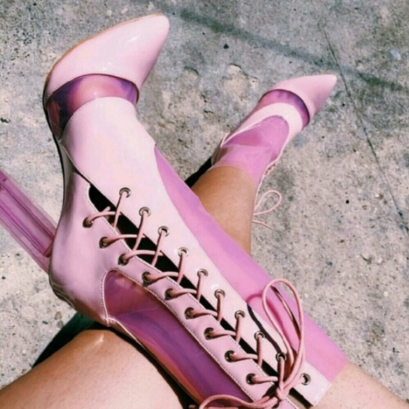 EGO Shoes - Pink Perspex bootie heels